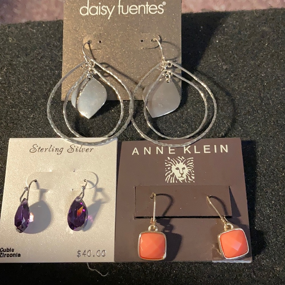 Earring bundle with 3 pairs of new earrings. All are for pierced ears.